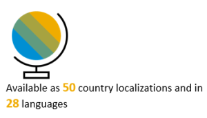 50 phiên bản địa phương hóa và 28 ngôn ngữ được hỗ trợ