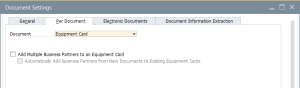 Thiết lập chứng từ Document Setting Equipment Card